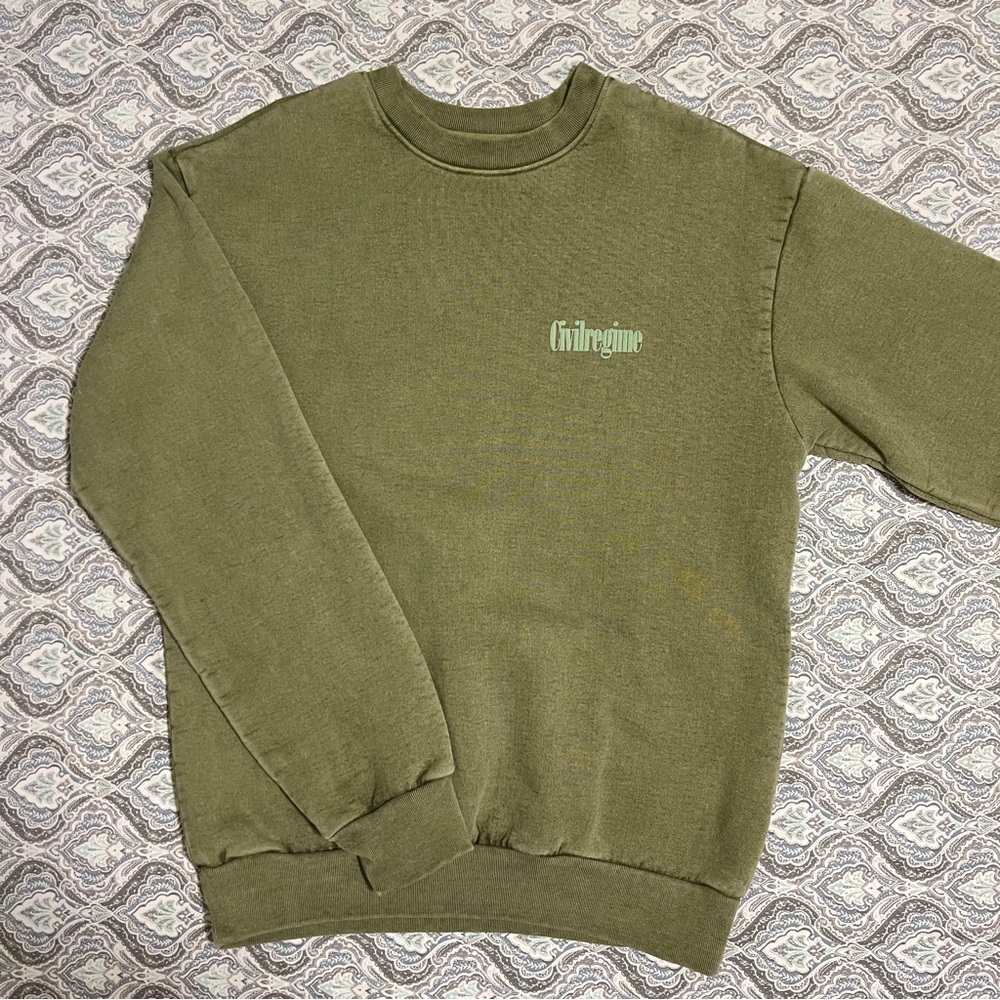 CivilRegime Vintage-Wash Olive Crewneck
